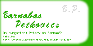 barnabas petkovics business card
